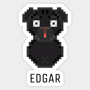 Pug Edgar Black Sticker